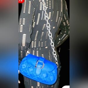 SOLD Dior Modern Bright Blue Cannage bag Large D EMBLEM Vintage